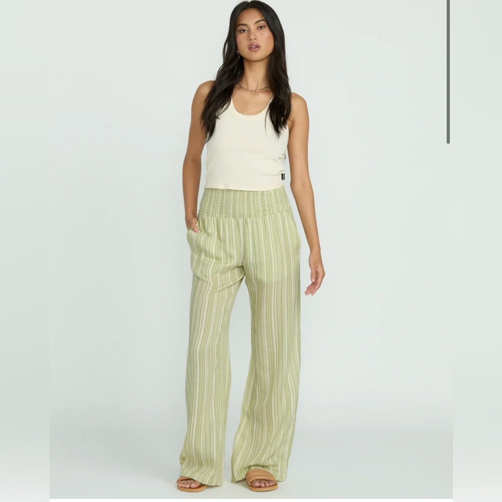 Billabong Green Cotton Elastic Waist Pants
